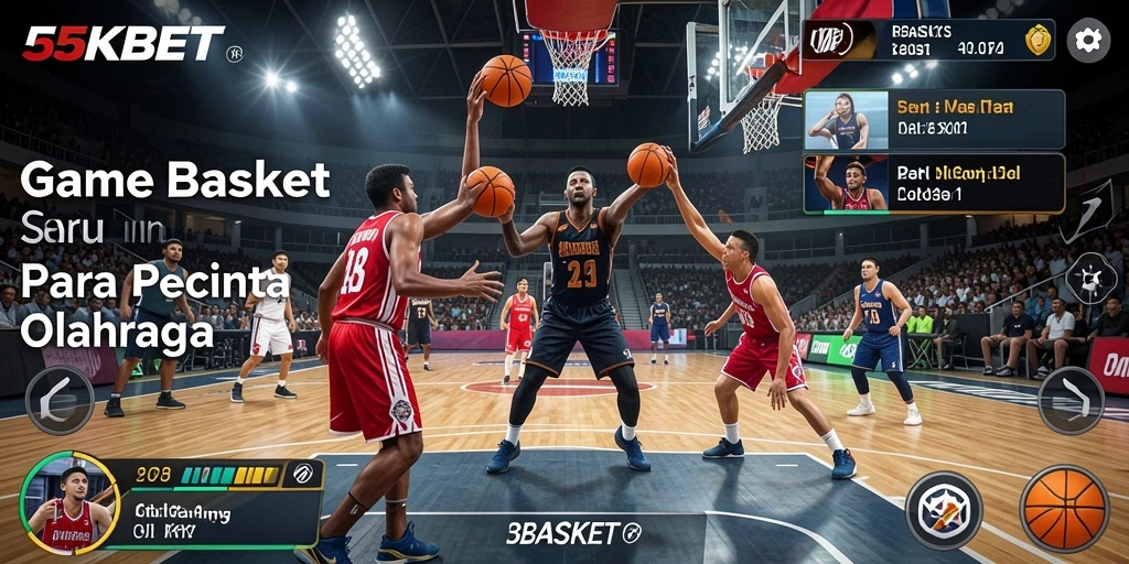 Antarmuka 55KBET menampilkan momen basket yang seru.