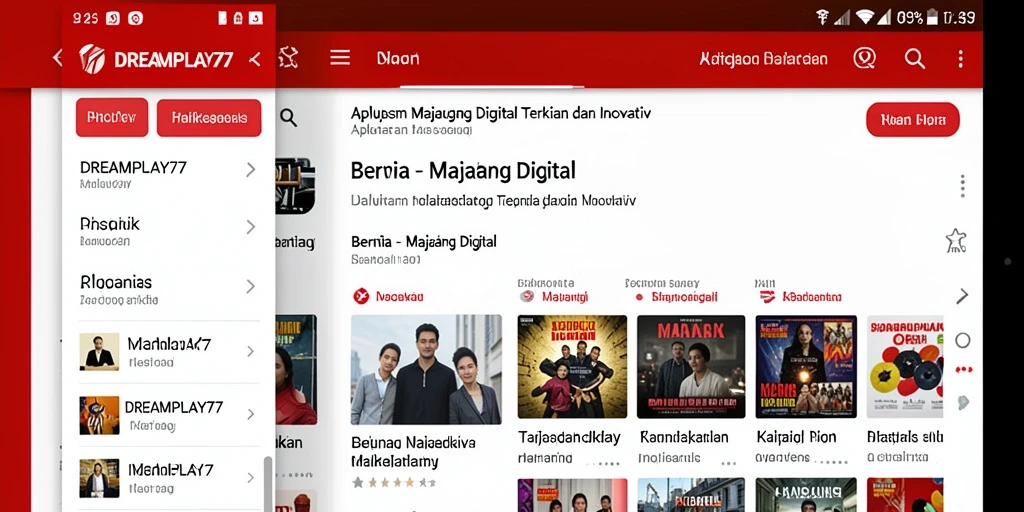 Tampilan antarmuka DREAMPLAY77, aplikasi Majalah Digital informatif.