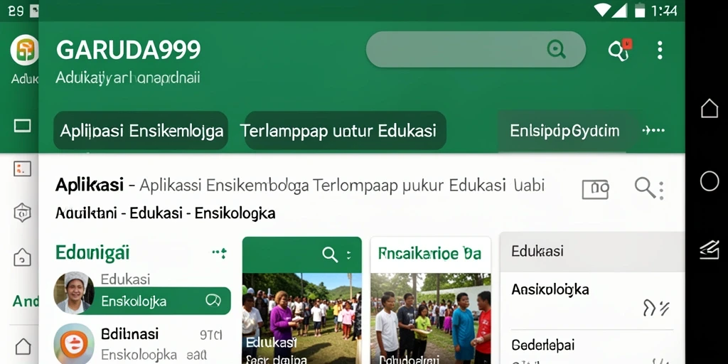 Tampilan antarmuka aplikasi Ensiklopedia GARUDA999 yang menarik dan informatif.