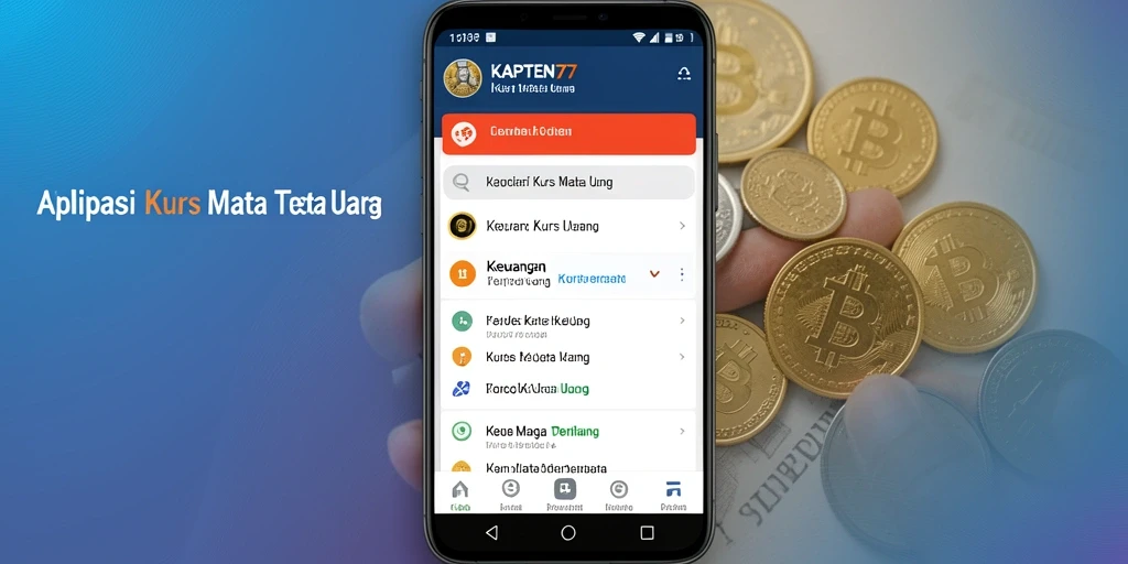 Screenshot KAPTEN77 menampilkan antarmuka pengguna dengan fitur Kurs Mata Uang.