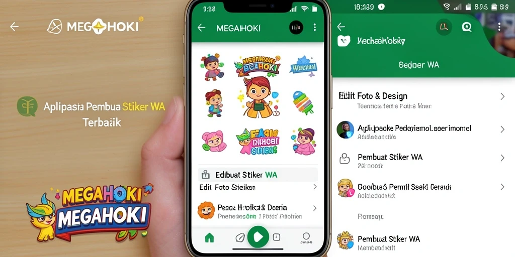 Antarmuka MEGAHOKI untuk membuat stiker WA yang interaktif dan mudah digunakan.