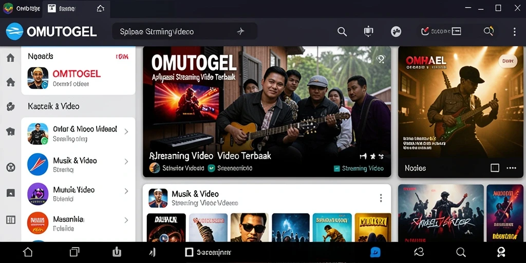 Antarmuka aplikasi OMUTOGEL untuk streaming video dengan fitur-fitur menarik.