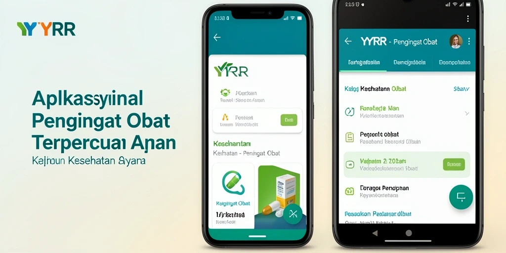 Antarmuka pengguna YYRR yang bersih dan fungsional untuk Pengingat Obat.